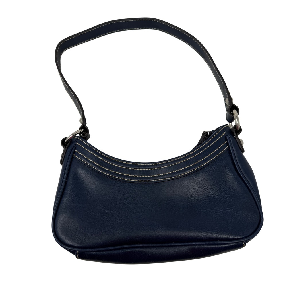 First Issue Liz Claiborne Shoulder Bag Womens Small Navy Blue Excellent Baguette